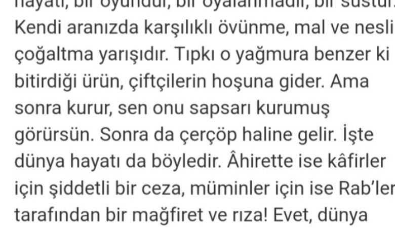 Hadid Suresi Dünya Hayatı Ayeti Üzerine Düşünceler