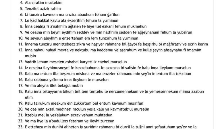 Yasin Suresi ve Selam Ayeti Hakkında Detaylı Bilgi